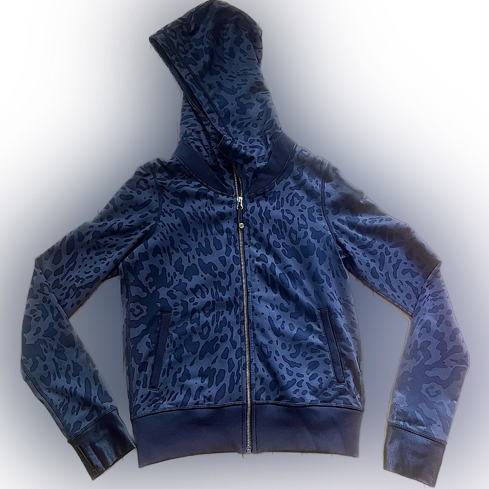 Lululemon womens leopard print black and gray hoodie jacket Size 4